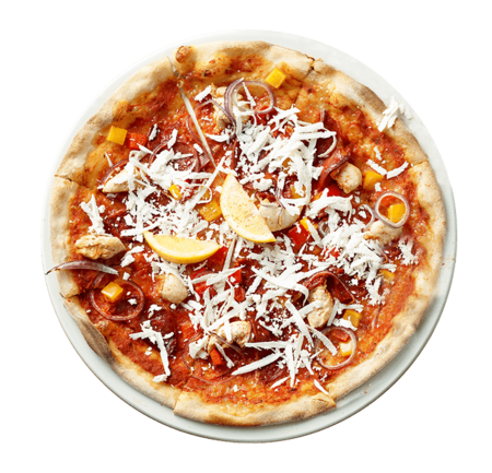 Vapiano Pizza von oben auf weißem Hintergrund