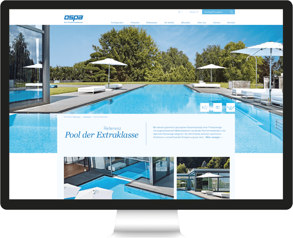 Ospa Webseitendesign: Referenzseite auf iMac