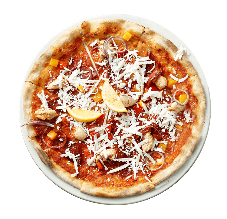Vapiano Pizza von oben auf weißem Hintergrund